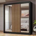 Guarda-roupa Casal 3 Portas De Correr Com Espelhos Preto/rust