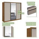 Guarda Roupa Casal 3 Portas De Correr Flex Color Com Espelhos