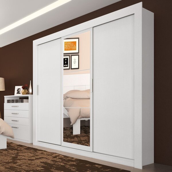 Guarda-roupa Casal 3 Portas De Correr Oslo Branco Ártico