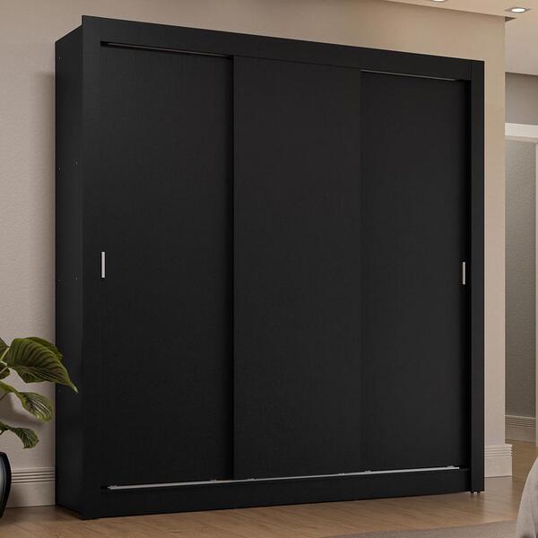 Guarda-roupa Casal 3 Portas De Correr Preto Sublime Plus Made