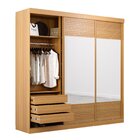 Guarda-roupa Casal 3 Portas De Correr Ripadas Com Espelho Sam