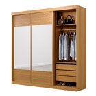 Guarda-roupa Casal 3 Portas De Correr Ripadas Com Espelho Sam