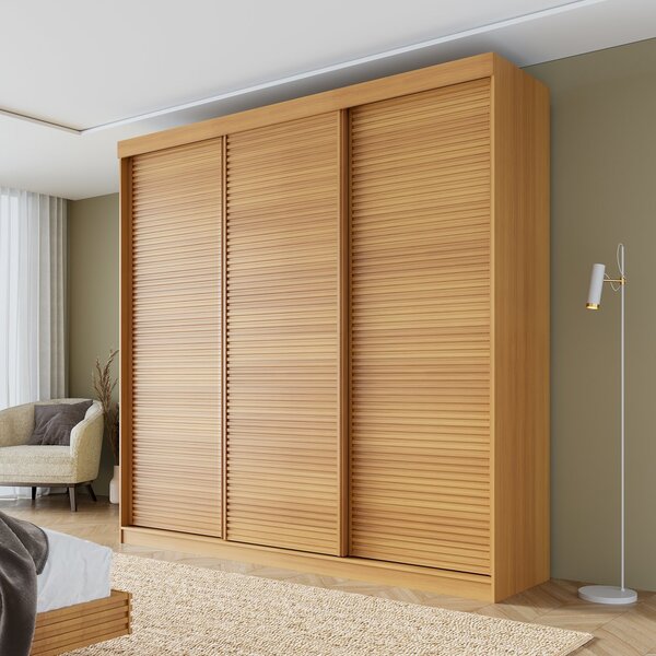 Guarda-roupa Casal 3 Portas De Correr Ripadas Samambaia Cabec