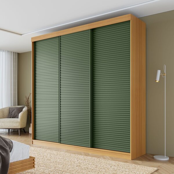 Guarda-roupa Casal 3 Portas De Correr Ripadas Samambaia Cabec