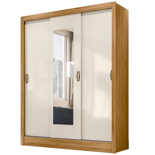 Guarda Roupa Casal 3 Portas Deslizantes Com Espelho 9810 Moval