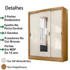 Guarda Roupa Casal 3 Portas Deslizantes Com Espelho 9810 Moval
