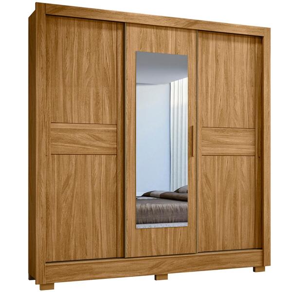 Guarda Roupa Casal 3 Portas Deslizantes Com Espelho 9880 Moval