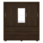 Guarda Roupa Casal 3 Portas Deslizantes Com Espelho Ebano Tou