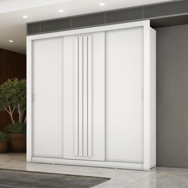 Guarda Roupa Casal 3 Portas Doha 2 Gavetas Carraro Ripado Bra