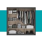 Guarda Roupa Casal 3 Portas Doha Duo Carraro Ripado Preto Tou