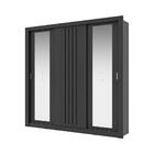 Guarda Roupa Casal 3 Portas Doha Duo Carraro Ripado Preto Tou