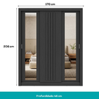 Guarda Roupa Casal 3 Portas Doha Duo Carraro Ripado Preto Tou