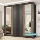 Guarda Roupa Casal 3 Portas Doha Duo Carraro Ripado Preto Tou