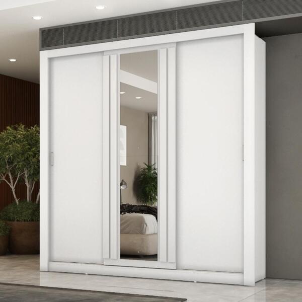 Guarda Roupa Casal 3 Portas Doha Lux 2 Gavetas Carraro Ripado