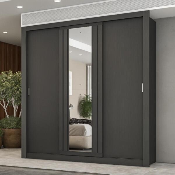 Guarda Roupa Casal 3 Portas Doha Lux 4 Gavetas Carraro Ripado