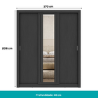 Guarda Roupa Casal 3 Portas Doha Lux Carraro Ripado Preto Tou