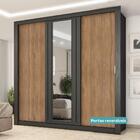 Guarda Roupa Casal 3 Portas Doha Lux Carraro Ripado Preto Tou