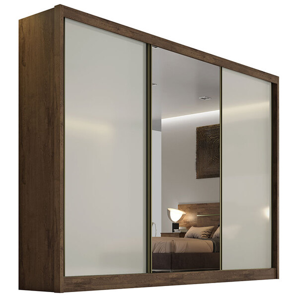 Guarda-roupa Casal 3 Portas E 6 Gavetas C/ Espelho Sollo Fosc