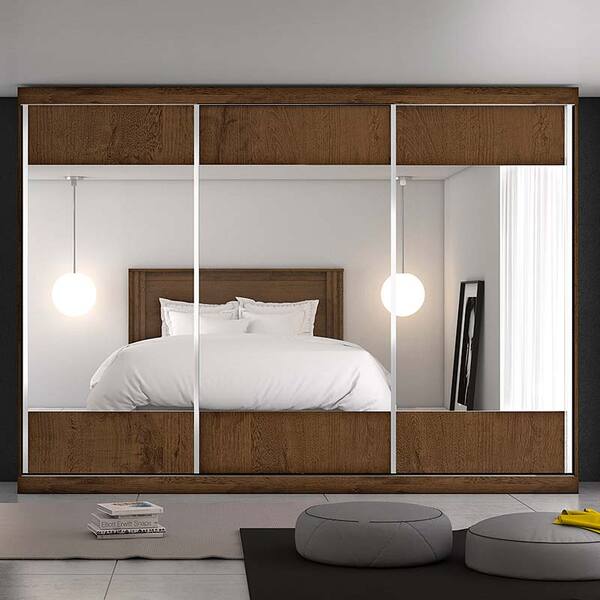 Guarda-roupa Casal 3 Portas Espelhadas E 4 Gavetas Milano - M