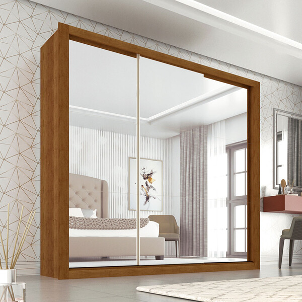 Guarda Roupa Casal 3 Portas Espelhado 4 Gavetas Panamá Sallêt