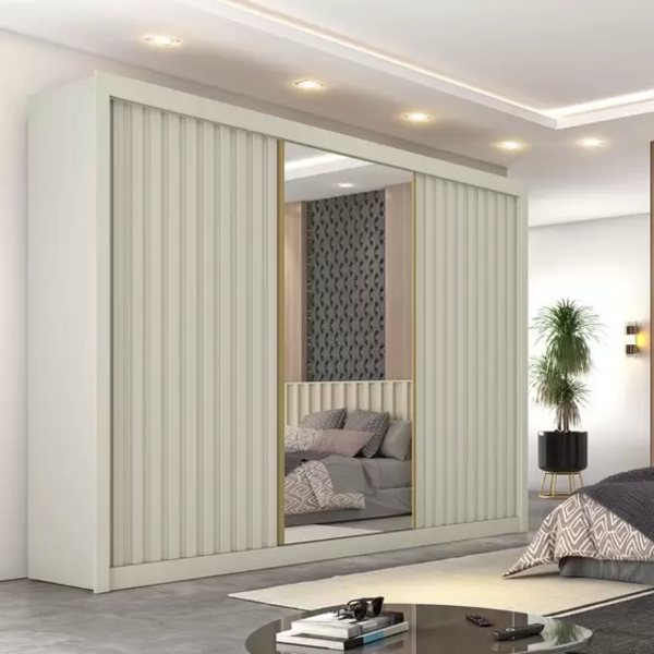 Guarda Roupa Casal 3 Portas Ravena-off White  Móveis Europa