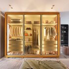 Guarda-roupa Casal 3 Portas Reflecta Com Pés E Led 100% Mdf P