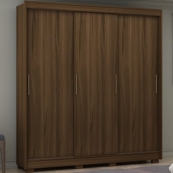 Guarda-roupa Casal 3 Portas Viena Gelius Móveis Nogueira/off