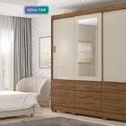 Guarda Roupa Casal 3pt De Correr Com Espelho Luiza Panan