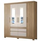Guarda Roupa Casal 4 Portas 2 Com Espelho 90cm 4 Gavetas Bilb