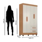 Guarda Roupa Casal 4 Portas 2 Gavetas Com Pés Lite Nature/off
