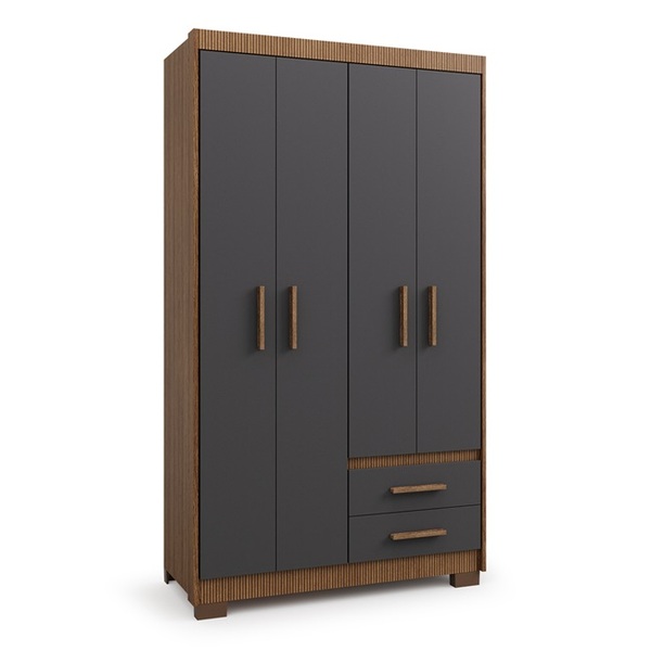 Guarda Roupa Casal 4 Portas 2 Gavetas Com Pés Primacy Ipe Woo