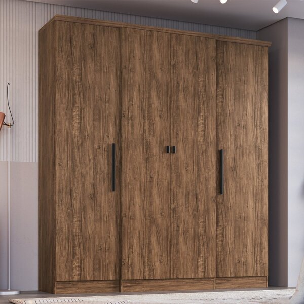 Guarda Roupa Casal 4 Portas 2 Gavetas Internas Miami Castanho
