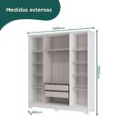 Guarda-roupa Casal 4 Portas 2 Gavetas Mônaco Com Espelho Bran
