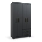 Guarda Roupa Casal 4 Portas 2 Gavetas Primacy   Black
