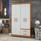 Guarda Roupa Casal 4 Portas 2 Gavetas Primacy Freijó Off White