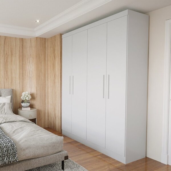 Guarda Roupa Casal 4 Portas 2 Gavetas Supreme   Branco