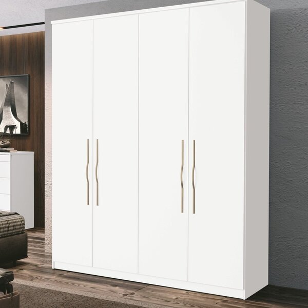 Guarda Roupa Casal 4 Portas 3 Gavetas 100% Mdf Spazio  Branco