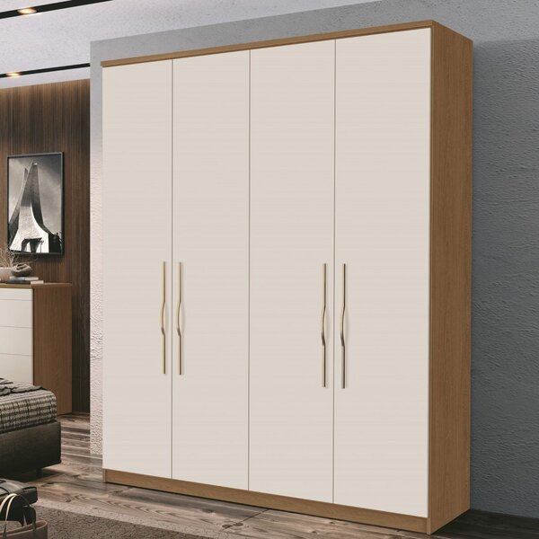 Guarda Roupa Casal 4 Portas 3 Gavetas 100% Mdf Spazio  Freijó