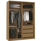Guarda Roupa Casal 4 Portas 3 Gavetas 100% Mdf Spazio  Freijó