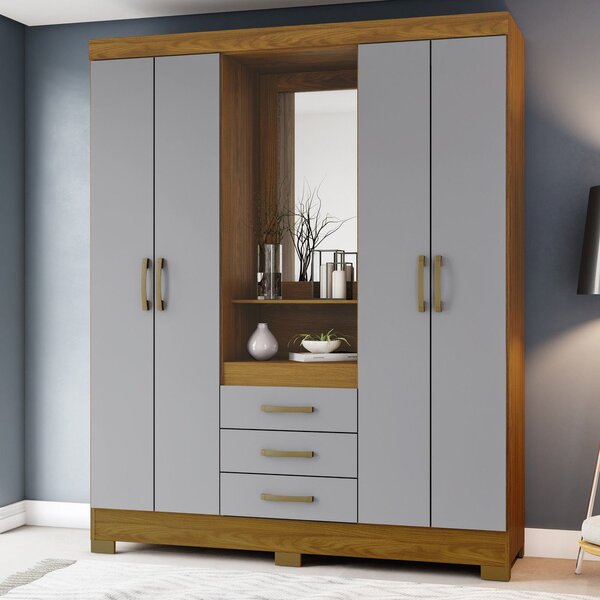 Guarda Roupa Casal 4 Portas 3 Gavetas Bhappy Espresso Móveis