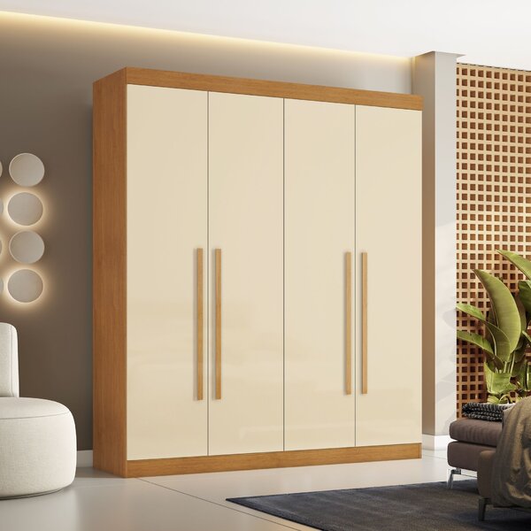 Guarda-roupa Casal 4 Portas 3 Gavetas Caribe Cinamomo/off Whi