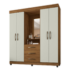 Guarda Roupa Casal 4 Portas 3 Gavetas Espelho Capela Lion - F