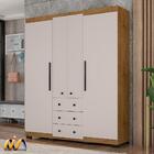 Guarda Roupa Casal 4 Portas 3 Gavetas Freijó Baunilha B22043-