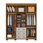 Guarda Roupa Casal 4 Portas 3 Gavetas Freijó Baunilha B22043-