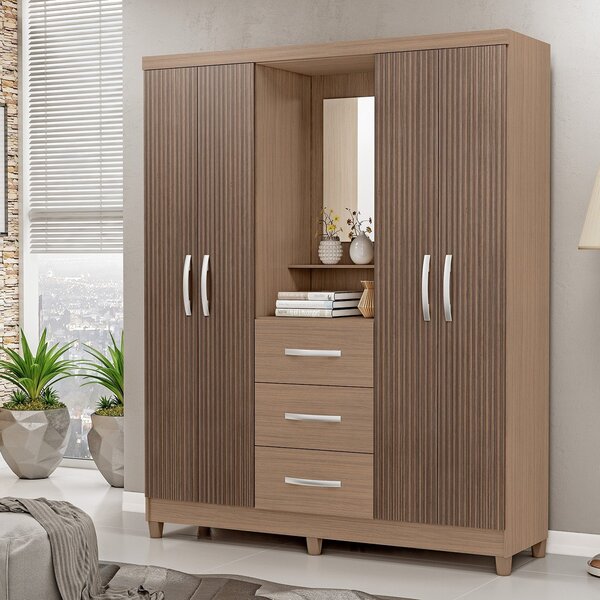 Guarda Roupa Casal 4 Portas 3 Gavetas Ilhéus Espresso Móveis