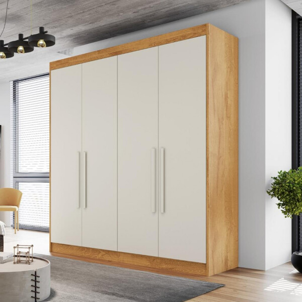 Guarda Roupa Casal 4 Portas 3 Gavetas Nantes Móveis Europa