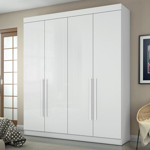 Guarda Roupa Casal 4 Portas 3 Gavetas Roma  Branco