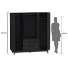 Guarda Roupa Casal 4 Portas 3 Gavetas Vintage Olivar Preto