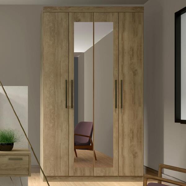 Guarda Roupa Casal 4 Portas 4 Gav Espelho Solares Carraro