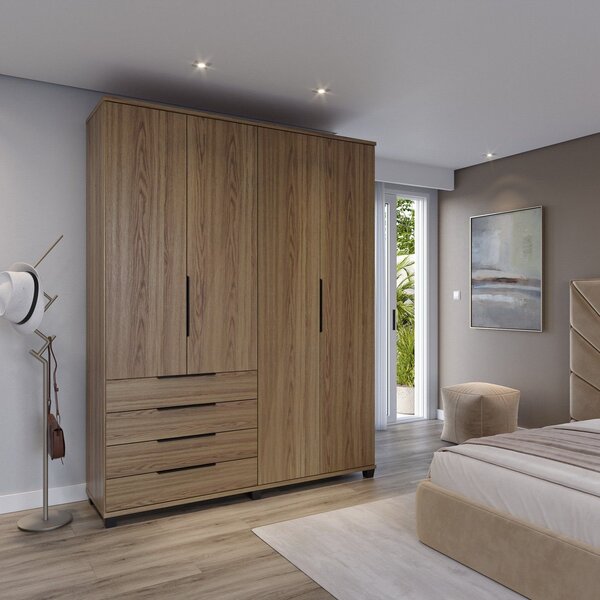 Guarda-roupa Casal 4 Portas 4 Gavetas 100% Mdf Allen 181,7 Cm